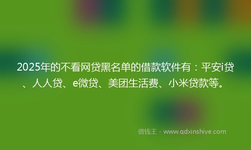 2025年的不看网贷黑名单的借款软件有：平安i贷、人人贷、e微贷、美团生活费、小米贷款等。