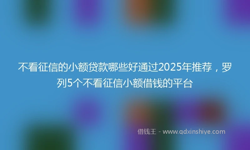 不看征信的小额贷款哪些好通过2025年推荐，罗列5个不看征信小额借钱的平台