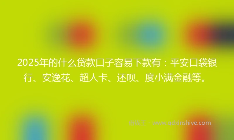 2025年的什么贷款口子容易下款有：平安口袋银行、安逸花、超人卡、还呗、度小满金融等。