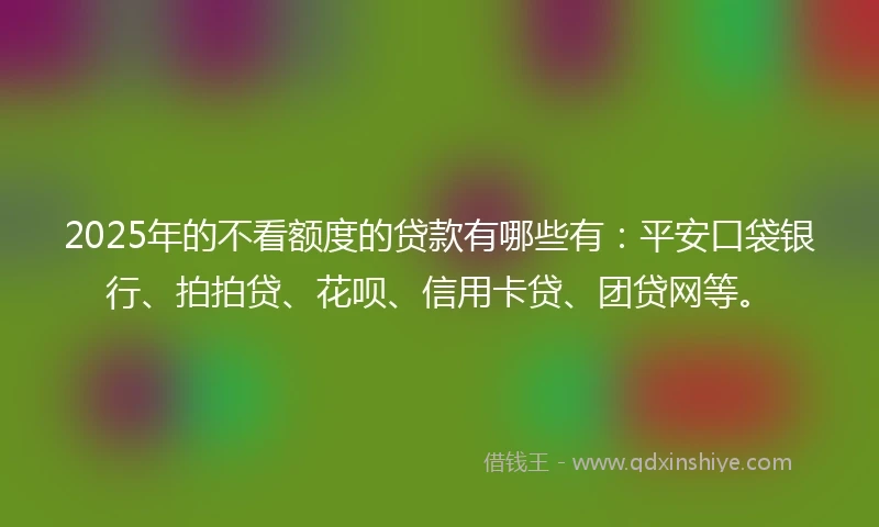2025年的不看额度的贷款有哪些有：平安口袋银行、拍拍贷、花呗、信用卡贷、团贷网等。