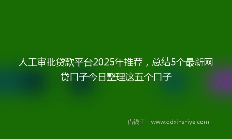 人工审批贷款平台2025年推荐，总结5个最新网贷口子今日整理这五个口子