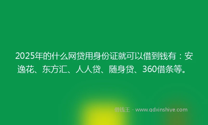 2025年的什么网贷用身份证就可以借到钱有：安逸花、东方汇、人人贷、随身贷、360借条等。
