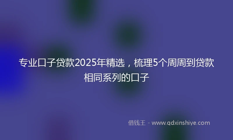 专业口子贷款2025年精选，梳理5个周周到贷款相同系列的口子