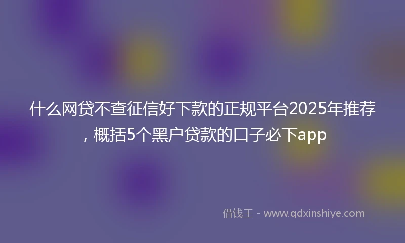 什么网贷不查征信好下款的正规平台2025年推荐，概括5个黑户贷款的口子必下app