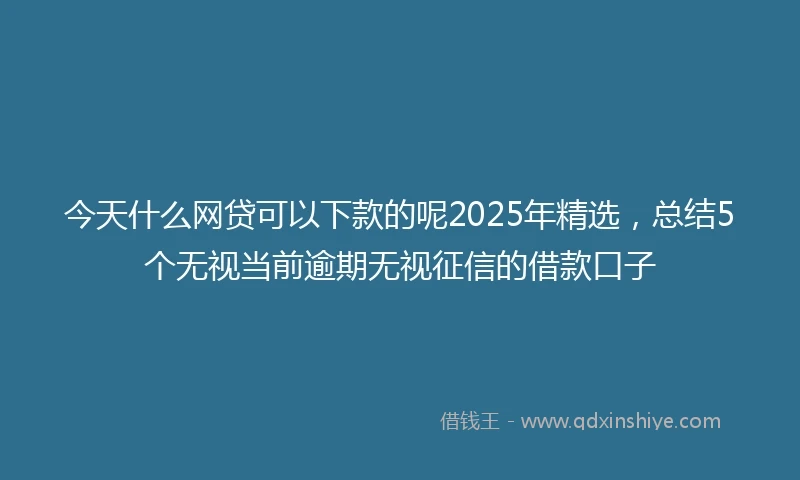 今天什么网贷可以下款的呢2025年精选，总结5个无视当前逾期无视征信的借款口子