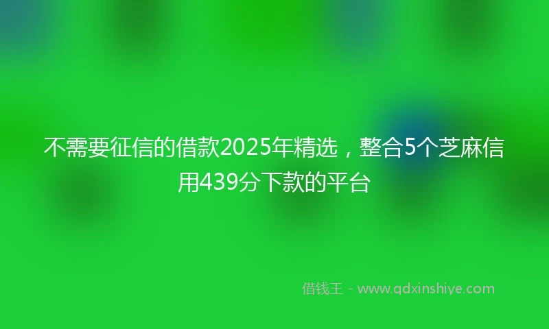 不需要征信的借款2025年精选，整合5个芝麻信用439分下款的平台
