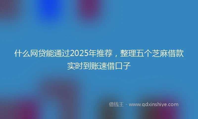 什么网贷能通过2025年推荐，整理五个芝麻借款实时到账速借口子