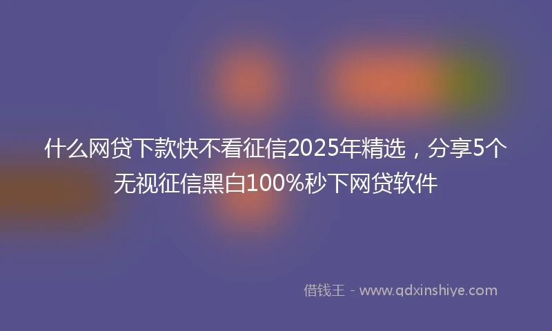 什么网贷下款快不看征信2025年精选，分享5个无视征信黑白100%秒下网贷软件