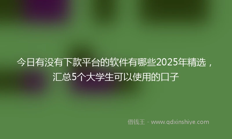 今日有没有下款平台的软件有哪些2025年精选，汇总5个大学生可以使用的口子
