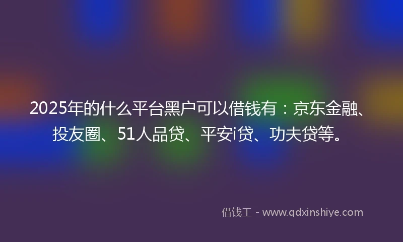 2025年的什么平台黑户可以借钱有：京东金融、投友圈、51人品贷、平安i贷、功夫贷等。