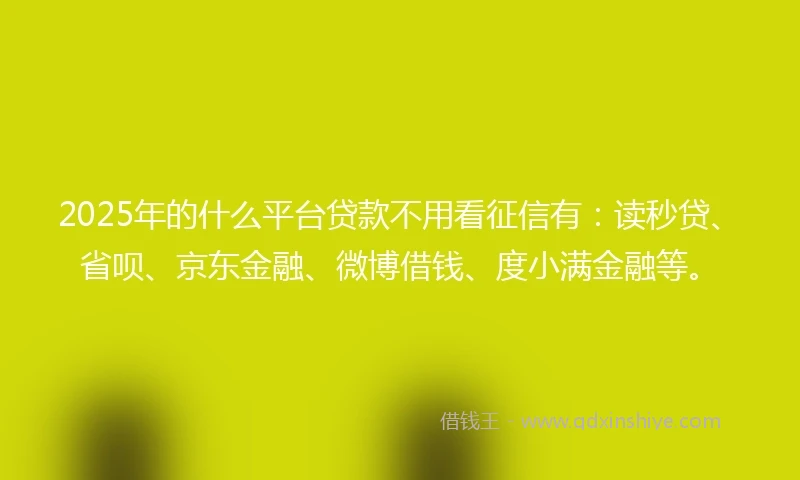 2025年的什么平台贷款不用看征信有：读秒贷、省呗、京东金融、微博借钱、度小满金融等。