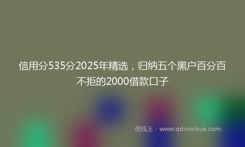 信用分535分2025年精选，归纳五个黑户百分百不拒的2000借款口子
