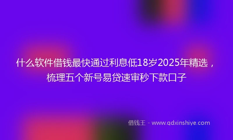什么软件借钱最快通过利息低18岁2025年精选，梳理五个新号易贷速审秒下款口子