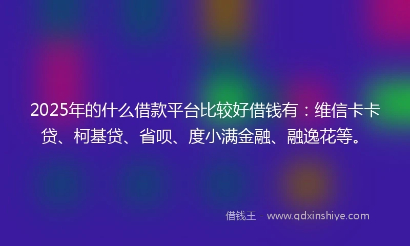 2025年的什么借款平台比较好借钱有：维信卡卡贷、柯基贷、省呗、度小满金融、融逸花等。