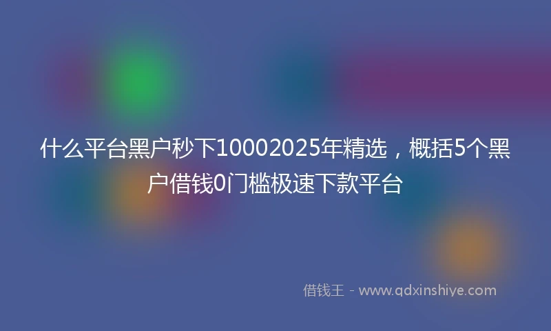 什么平台黑户秒下10002025年精选，概括5个黑户借钱0门槛极速下款平台