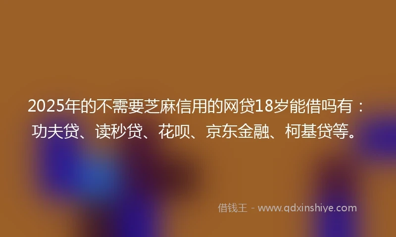 2025年的不需要芝麻信用的网贷18岁能借吗有：功夫贷、读秒贷、花呗、京东金融、柯基贷等。