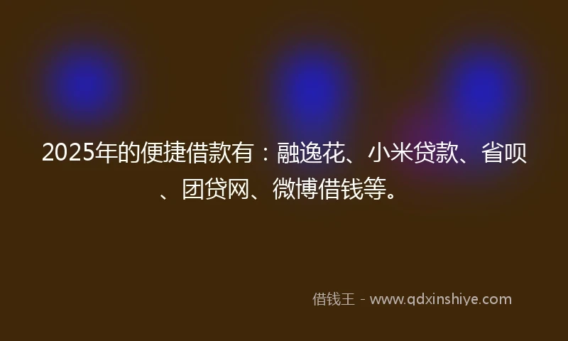 2025年的便捷借款有：融逸花、小米贷款、省呗、团贷网、微博借钱等。