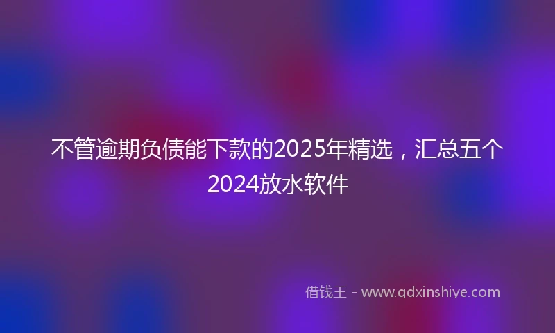 不管逾期负债能下款的2025年精选，汇总五个2024放水软件