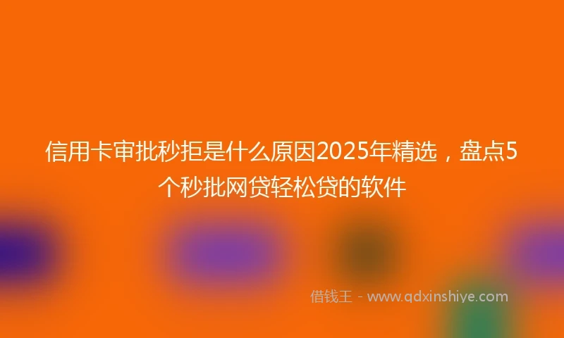 信用卡审批秒拒是什么原因2025年精选，盘点5个秒批网贷轻松贷的软件