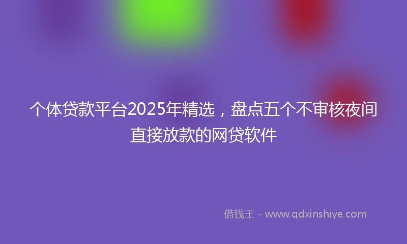 个体贷款平台2025年精选，盘点五个不审核夜间直接放款的网贷软件