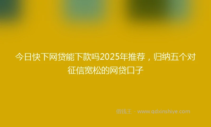 今日快下网贷能下款吗2025年推荐，归纳五个对征信宽松的网贷口子