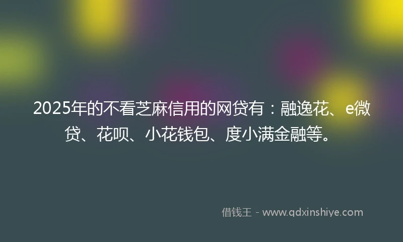 2025年的不看芝麻信用的网贷有：融逸花、e微贷、花呗、小花钱包、度小满金融等。