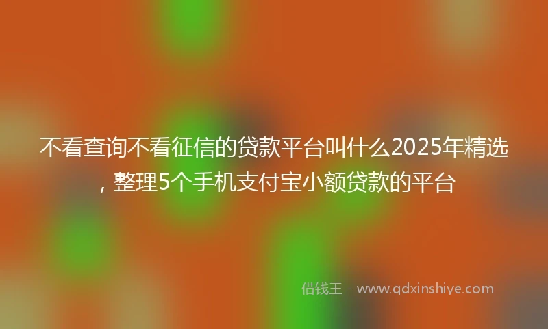 不看查询不看征信的贷款平台叫什么2025年精选，整理5个手机支付宝小额贷款的平台