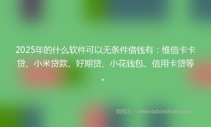 2025年的什么软件可以无条件借钱有：维信卡卡贷、小米贷款、好期贷、小花钱包、信用卡贷等。