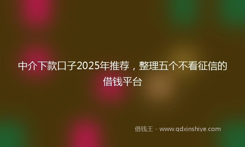 中介下款口子2025年推荐，整理五个不看征信的借钱平台