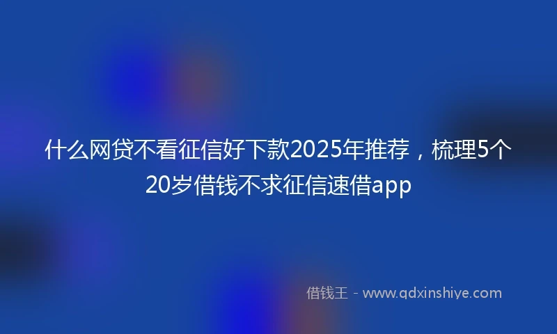 什么网贷不看征信好下款2025年推荐，梳理5个20岁借钱不求征信速借app