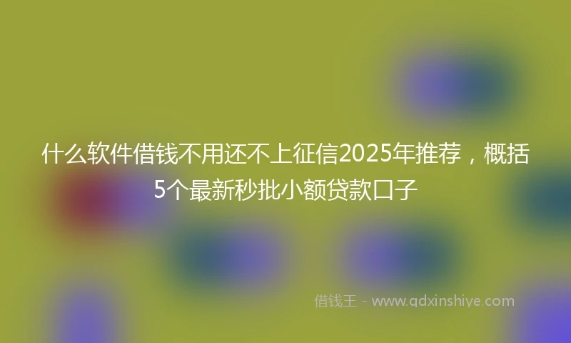 什么软件借钱不用还不上征信2025年推荐，概括5个最新秒批小额贷款口子