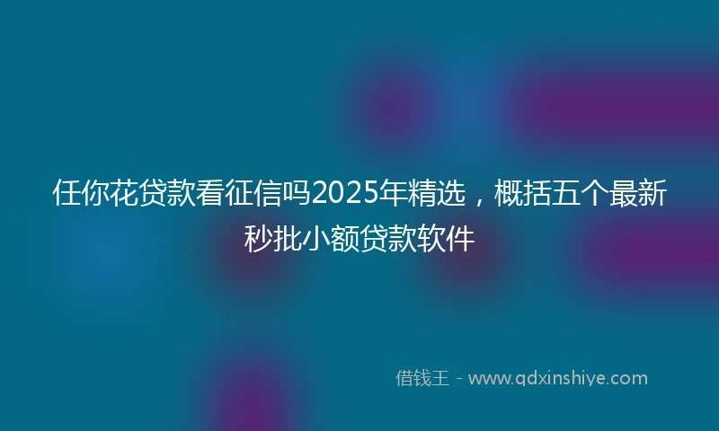 任你花贷款看征信吗2025年精选，概括五个最新秒批小额贷款软件