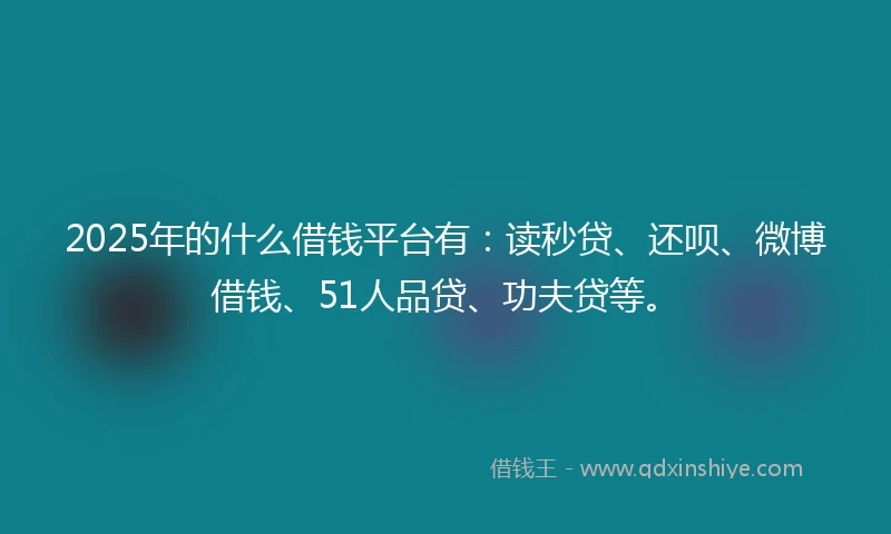 2025年的什么借钱平台有：读秒贷、还呗、微博借钱、51人品贷、功夫贷等。