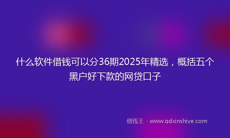 什么软件借钱可以分36期2025年精选，概括五个黑户好下款的网贷口子