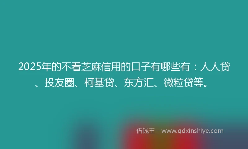 2025年的不看芝麻信用的口子有哪些有：人人贷、投友圈、柯基贷、东方汇、微粒贷等。