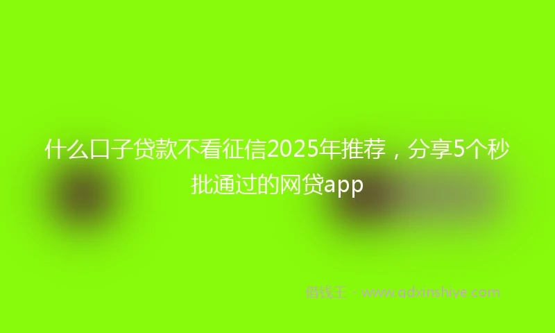 什么口子贷款不看征信2025年推荐，分享5个秒批通过的网贷app