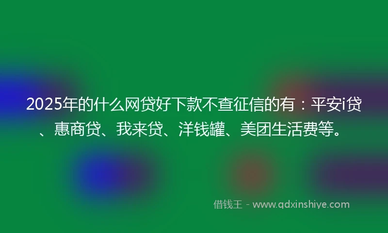 2025年的什么网贷好下款不查征信的有：平安i贷、惠商贷、我来贷、洋钱罐、美团生活费等。