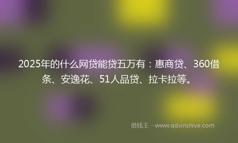 2025年的什么网贷能贷五万有：惠商贷、360借条、安逸花、51人品贷、拉卡拉等。