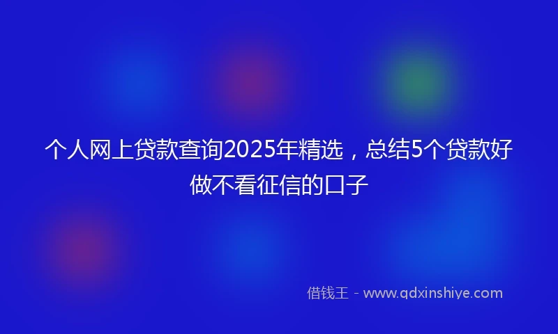 个人网上贷款查询2025年精选，总结5个贷款好做不看征信的口子