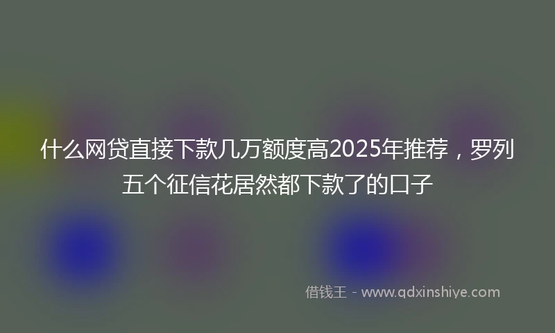 什么网贷直接下款几万额度高2025年推荐，罗列五个征信花居然都下款了的口子