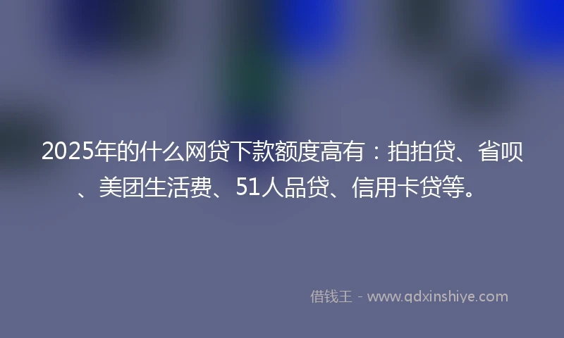 2025年的什么网贷下款额度高有：拍拍贷、省呗、美团生活费、51人品贷、信用卡贷等。