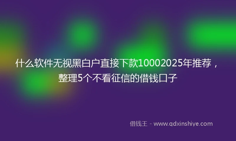 什么软件无视黑白户直接下款10002025年推荐，整理5个不看征信的借钱口子