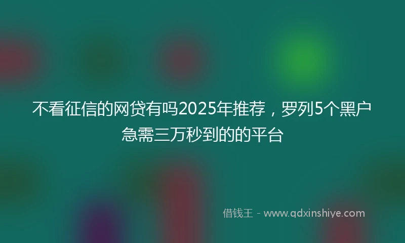 不看征信的网贷有吗2025年推荐，罗列5个黑户急需三万秒到的的平台