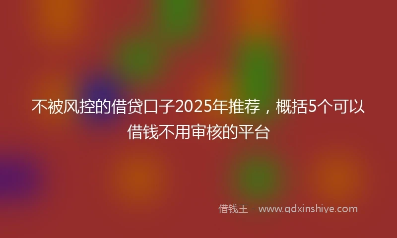 不被风控的借贷口子2025年推荐，概括5个可以借钱不用审核的平台