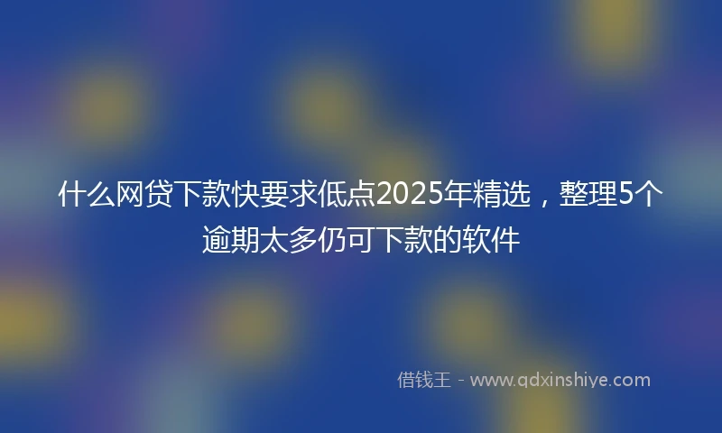 什么网贷下款快要求低点2025年精选，整理5个逾期太多仍可下款的软件