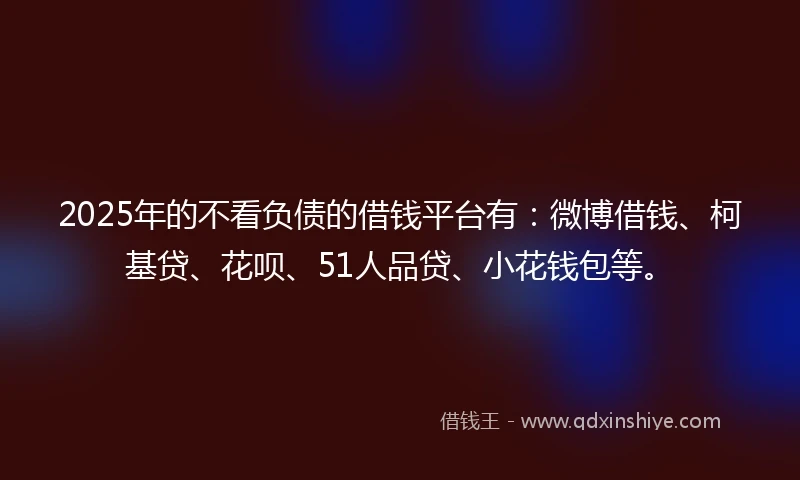 2025年的不看负债的借钱平台有：微博借钱、柯基贷、花呗、51人品贷、小花钱包等。
