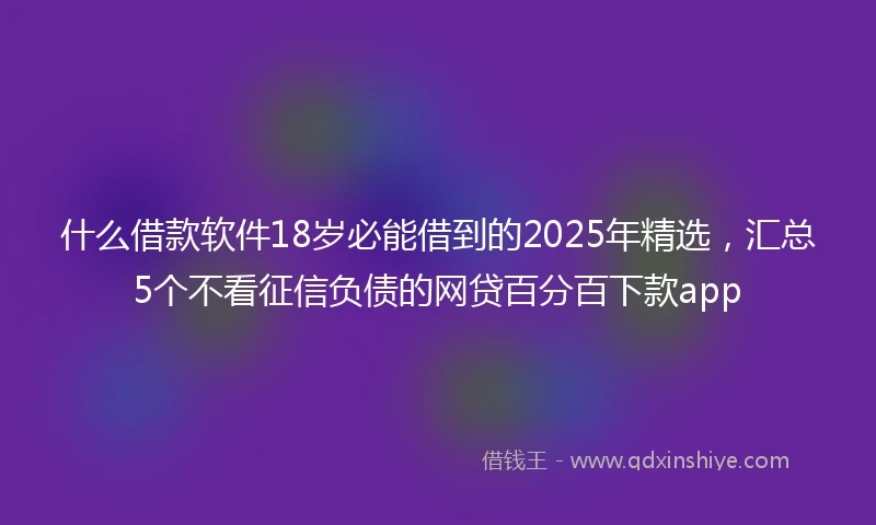 什么借款软件18岁必能借到的2025年精选，汇总5个不看征信负债的网贷百分百下款app