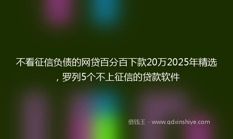 不看征信负债的网贷百分百下款20万2025年精选，罗列5个不上征信的贷款软件