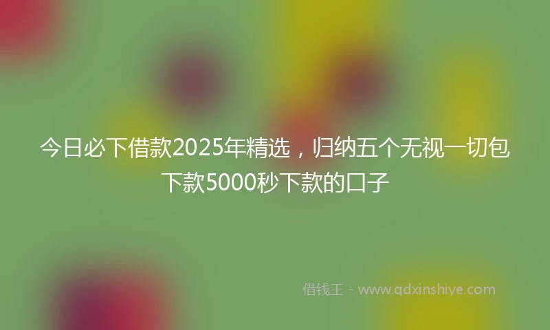 今日必下借款2025年精选，归纳五个无视一切包下款5000秒下款的口子