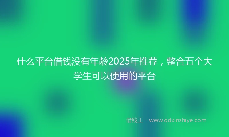 什么平台借钱没有年龄2025年推荐，整合五个大学生可以使用的平台